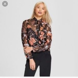 Sheer Floral Blouse